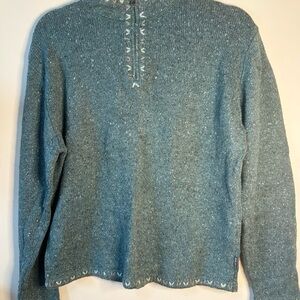 Woolrich Teal wool blend 1/4 zip mock turtle Neck Sweater SZ‎ L